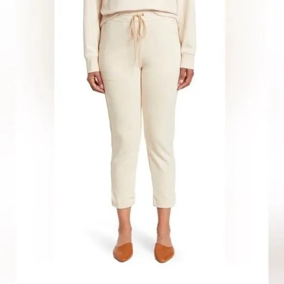 St. John Pants - ST. JOHN $695 French Terry Joggers Cream Beige Embellished Pockets Size S